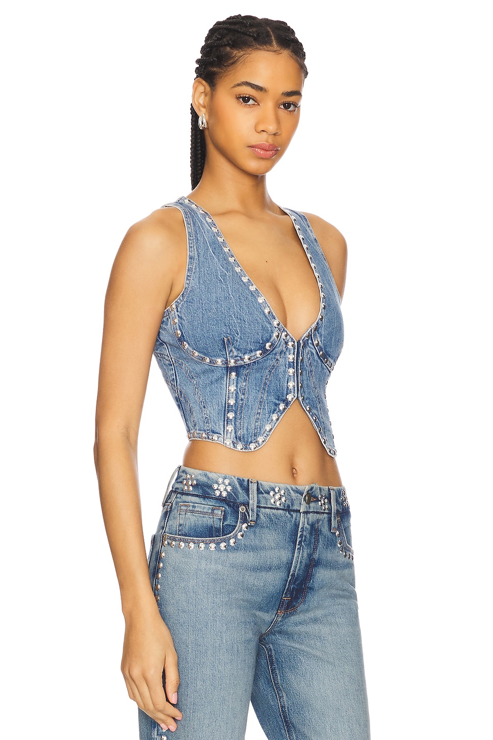 Good American Studded Denim Vest