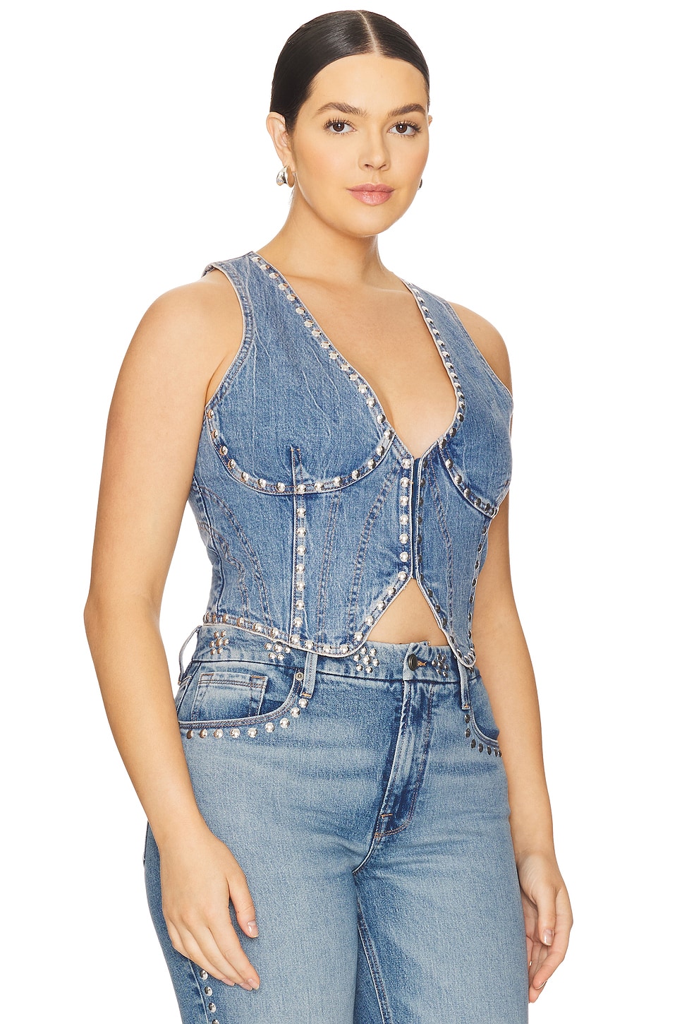 Good American Studded Denim Vest