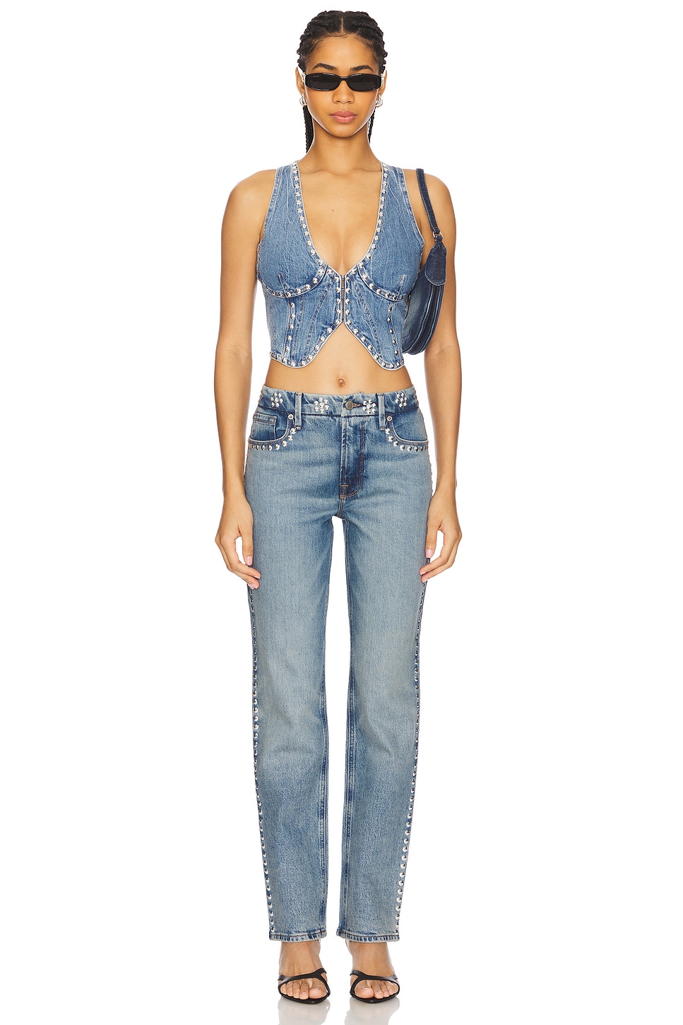Good American Studded Denim Vest