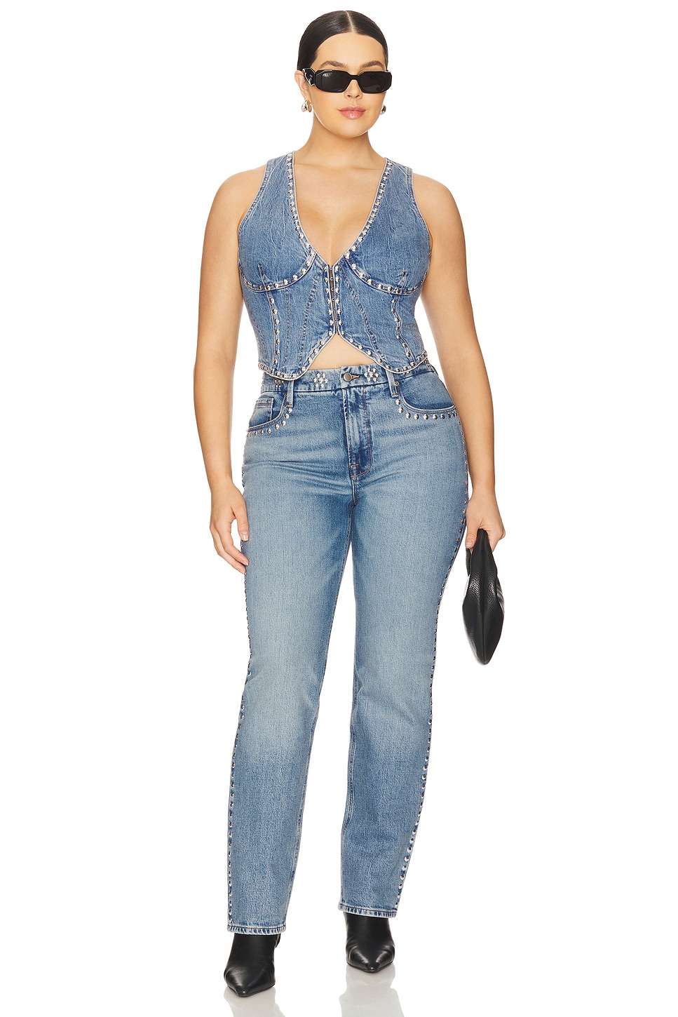 Good American Studded Denim Vest