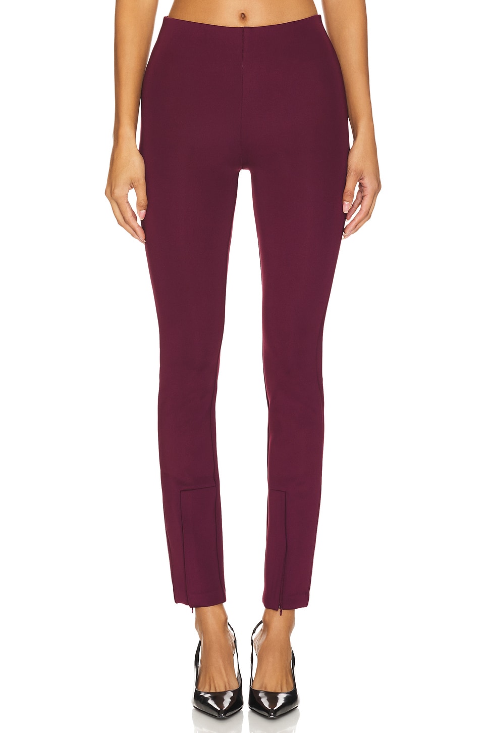 Good American Scuba Boss Pull On Slim Pant in Oxblood002 | REVOLVE