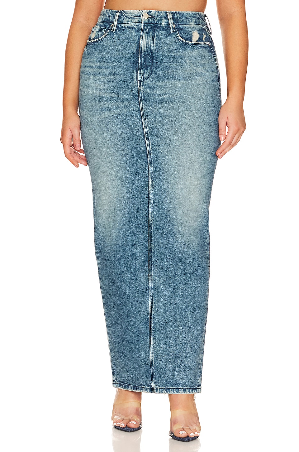 Good American Tube Maxi Denim Skirt