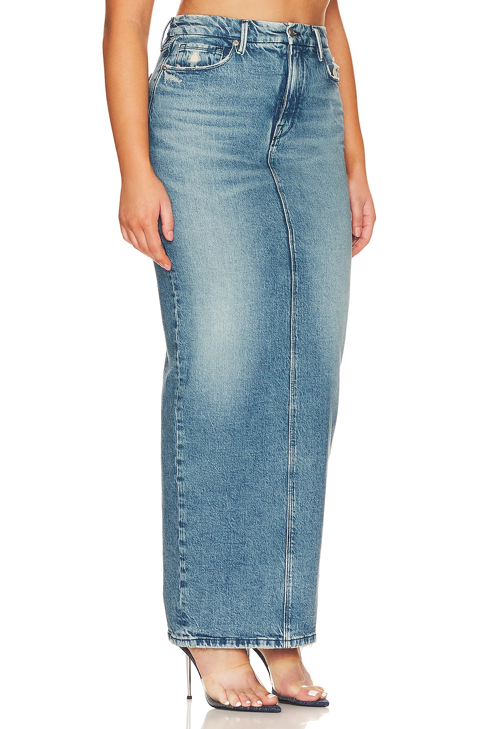 Good American Tube Maxi Denim Skirt