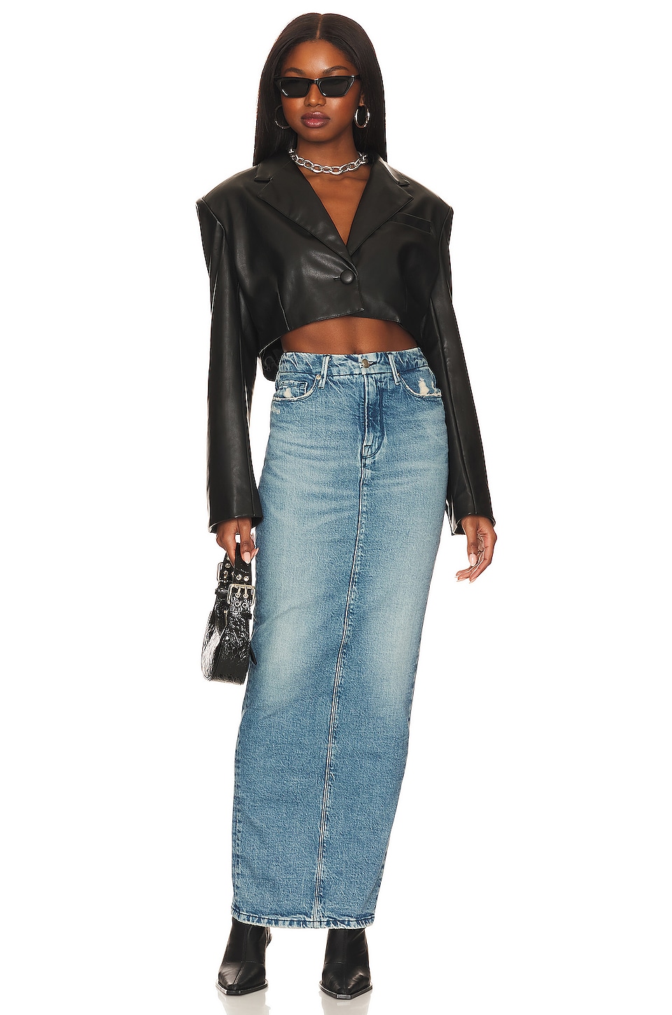 Good American Tube Maxi Denim Skirt