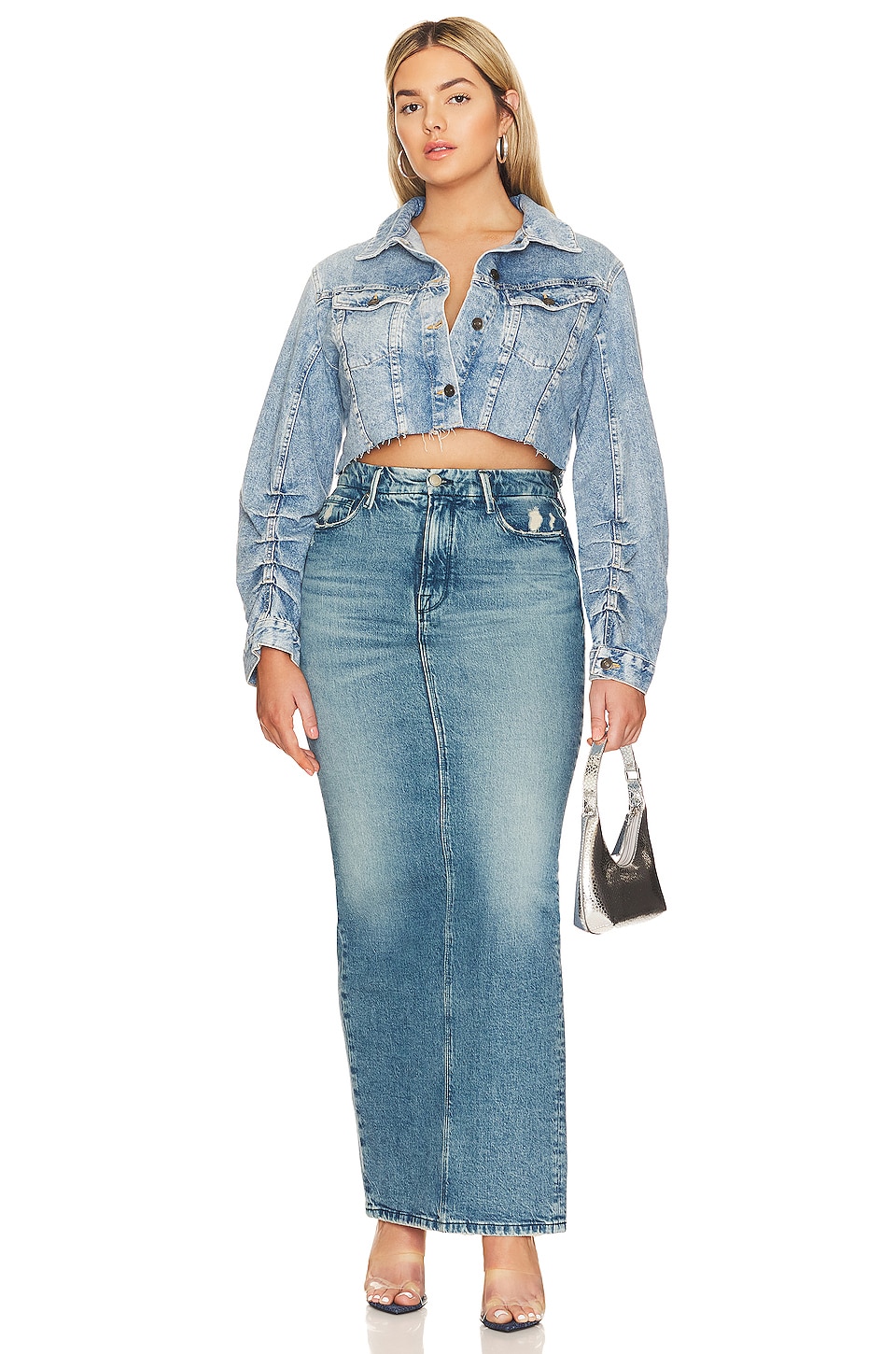 Good American Tube Maxi Denim Skirt