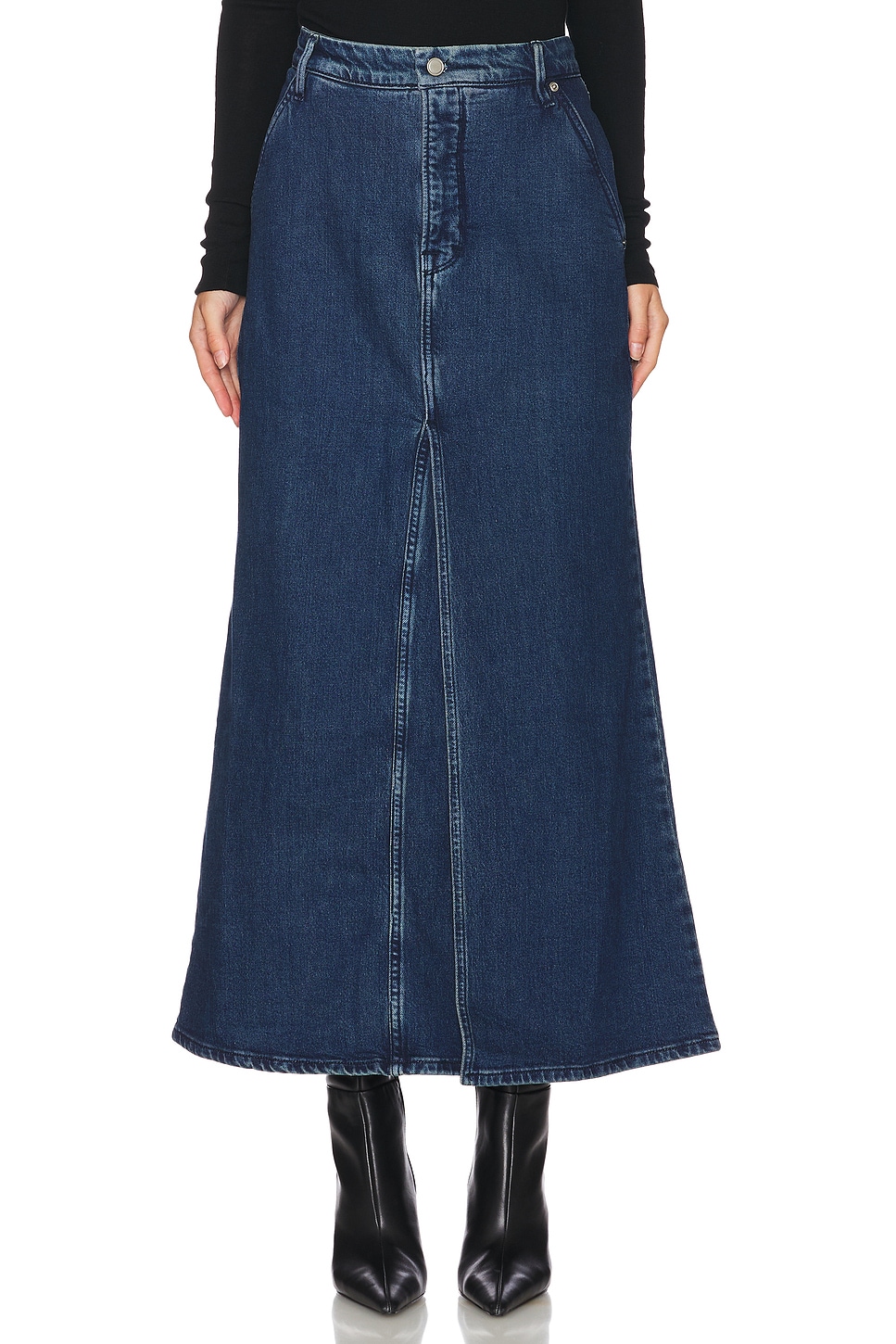 スカート Women's Denim Maxi Skirt Medium Indigo Z Supply Gail Jersey Denim Midi Skirt In Medium Indigo | Red