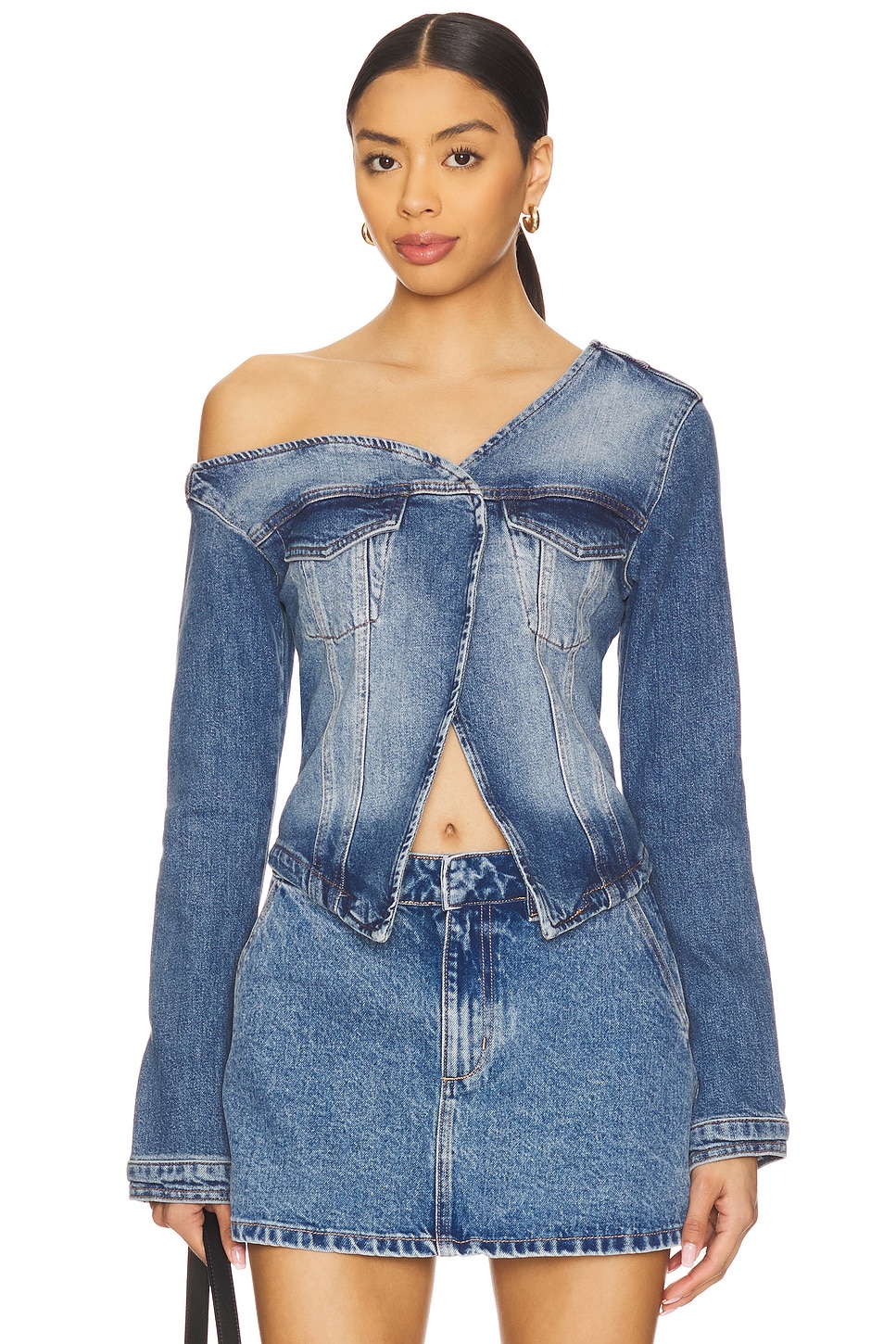 Asymmetric Denim Shirt - Thumbnail 1