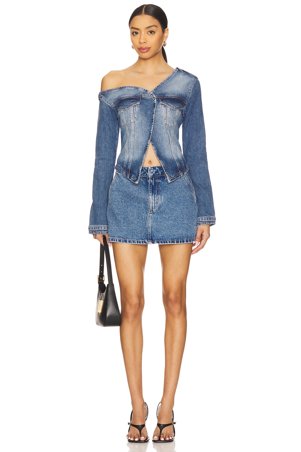 Asymmetric Denim Shirt - Thumbnail 11