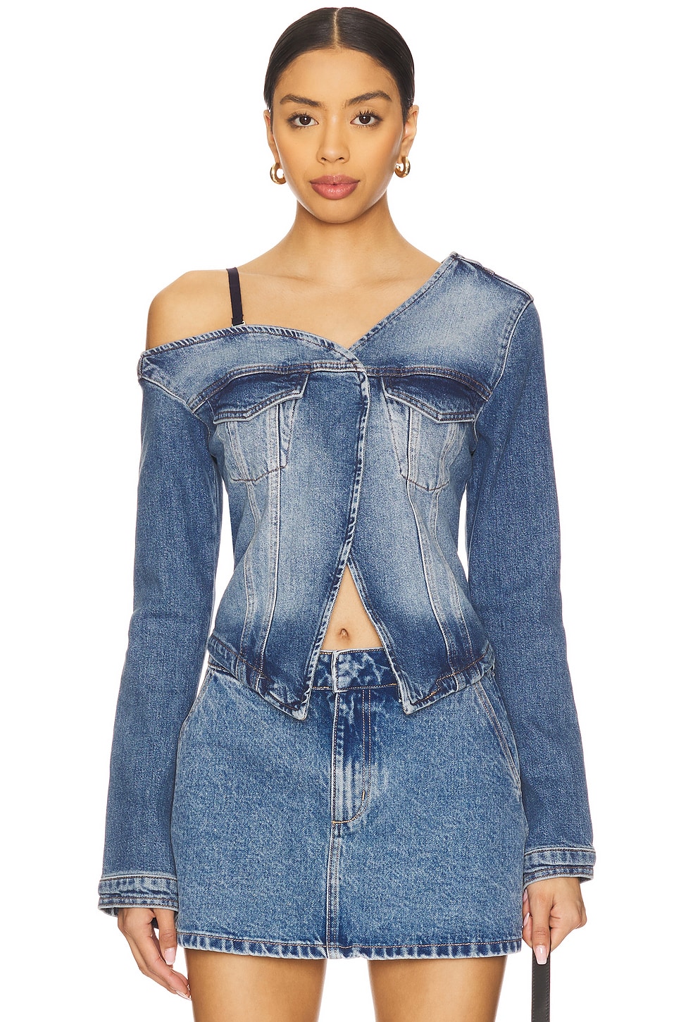 Asymmetric Denim Shirt - Thumbnail 3