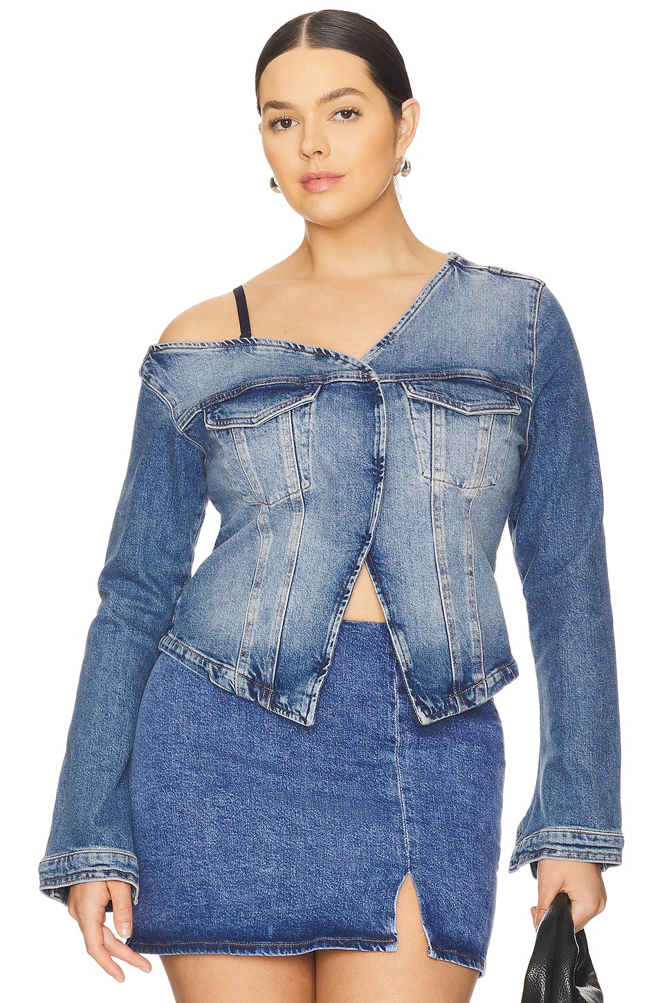 Asymmetric Denim Shirt - Thumbnail 4