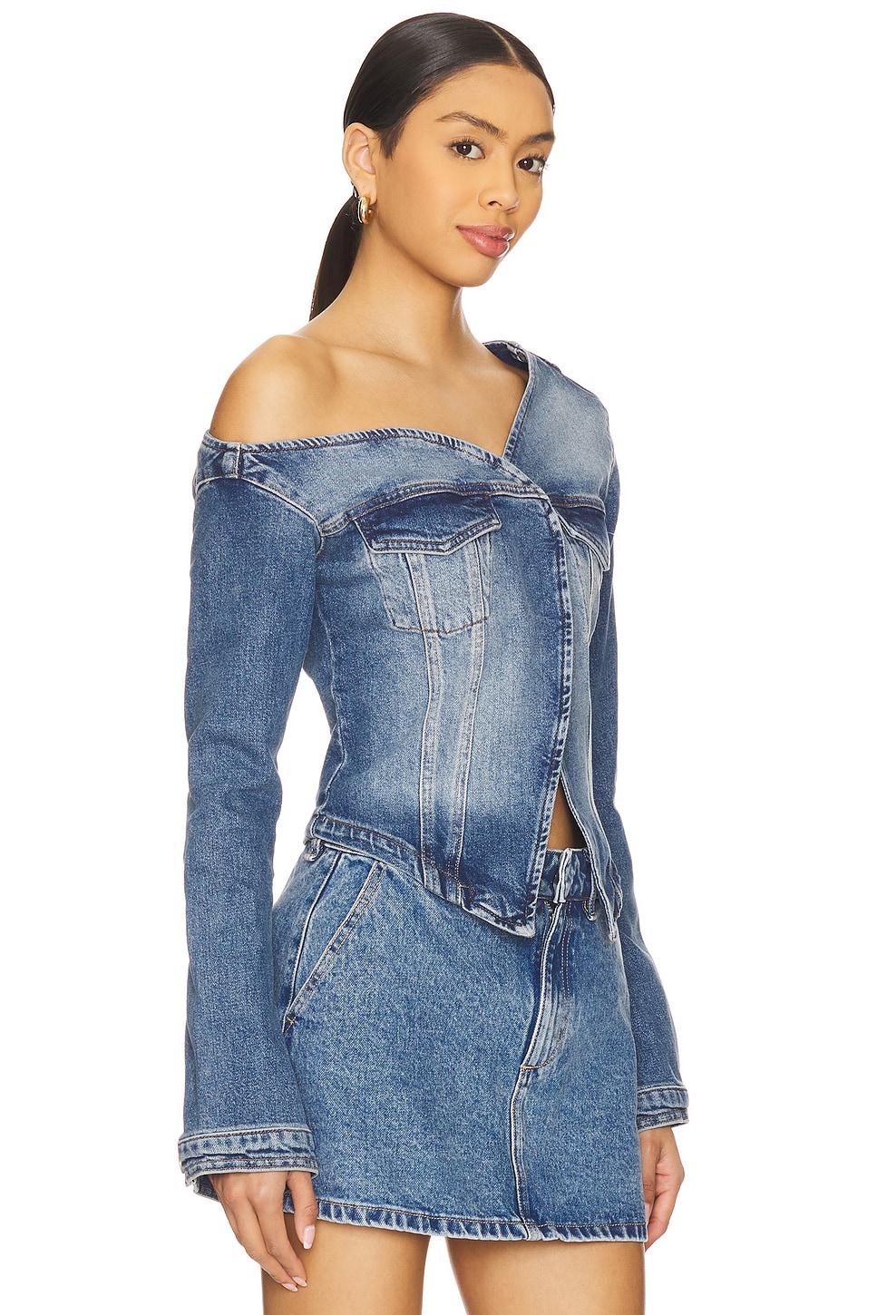 Asymmetric Denim Shirt - Thumbnail 5