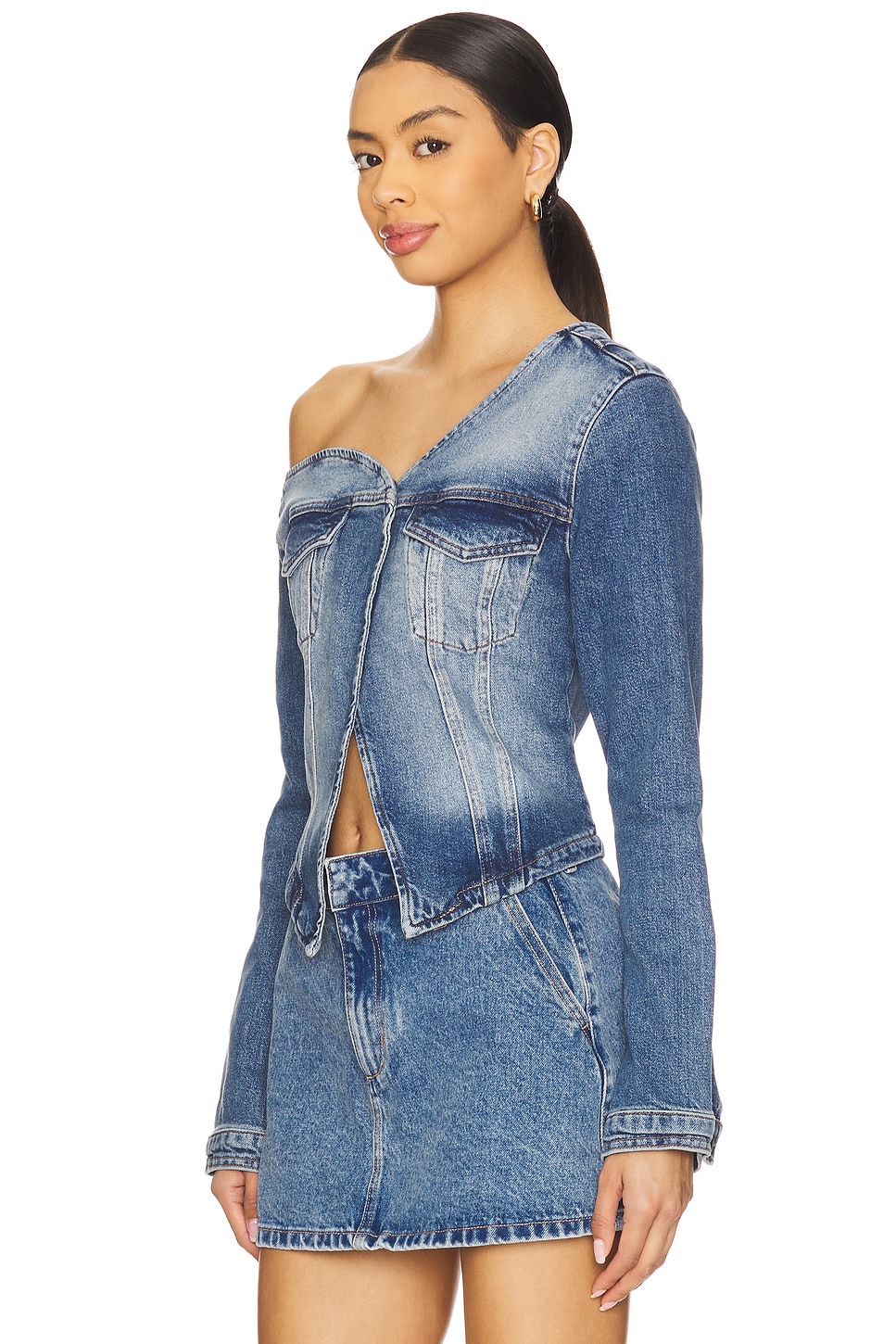 Asymmetric Denim Shirt - Thumbnail 7