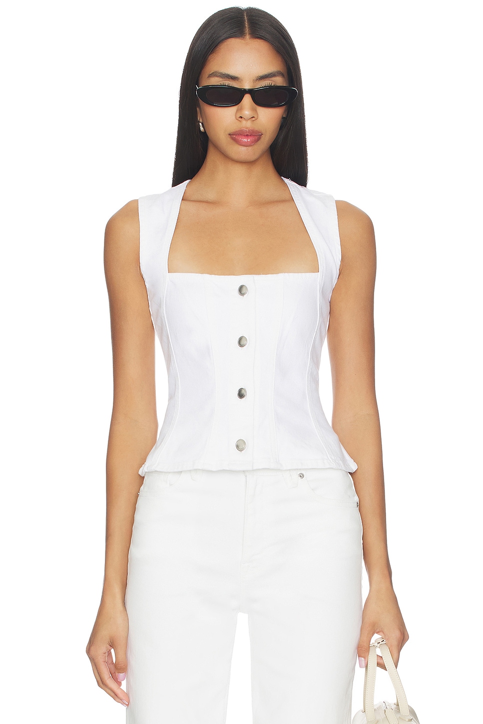 Button Front Peplum Top - thumbnail 2