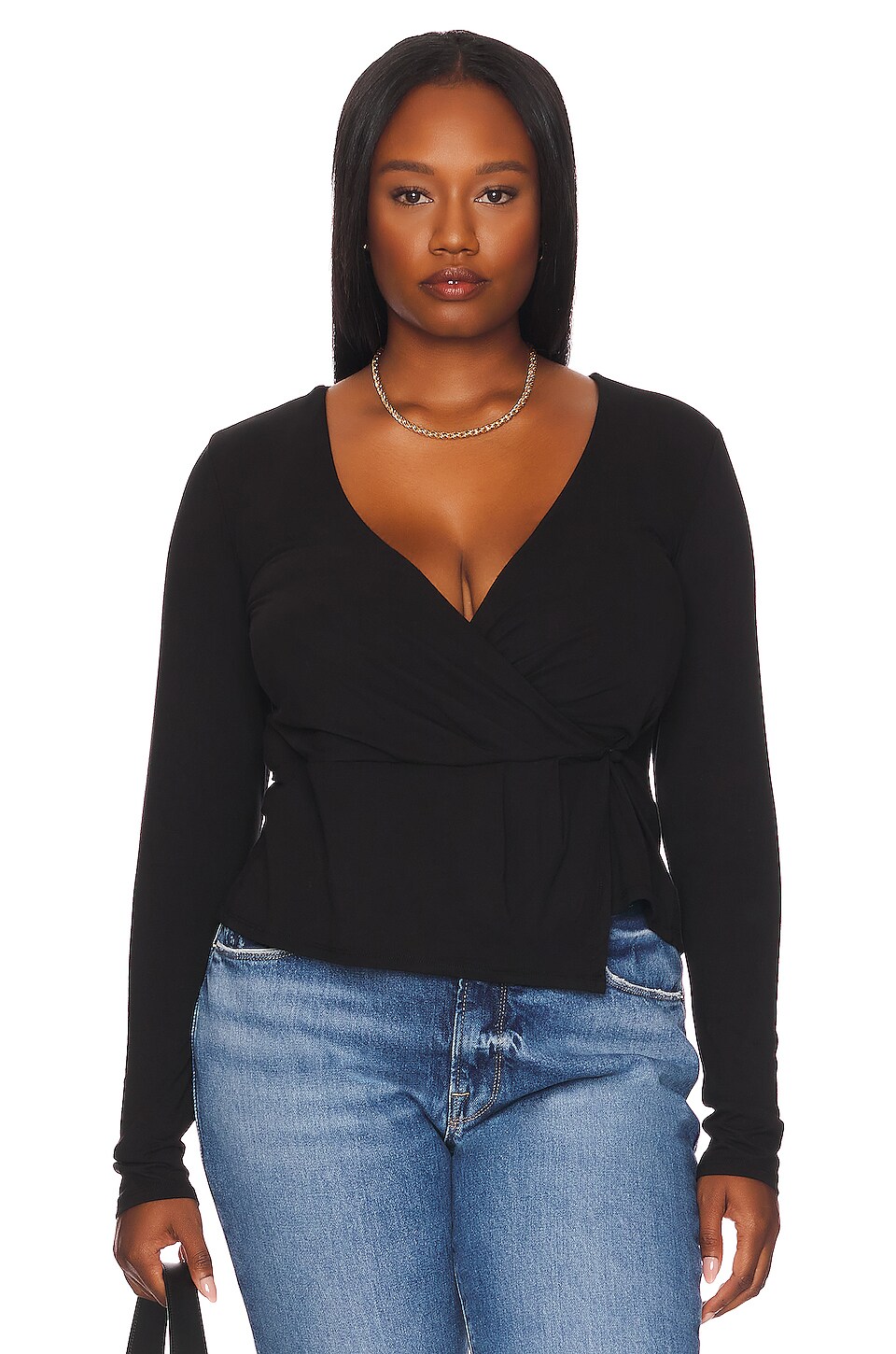 Good American Wrap Top in Black001