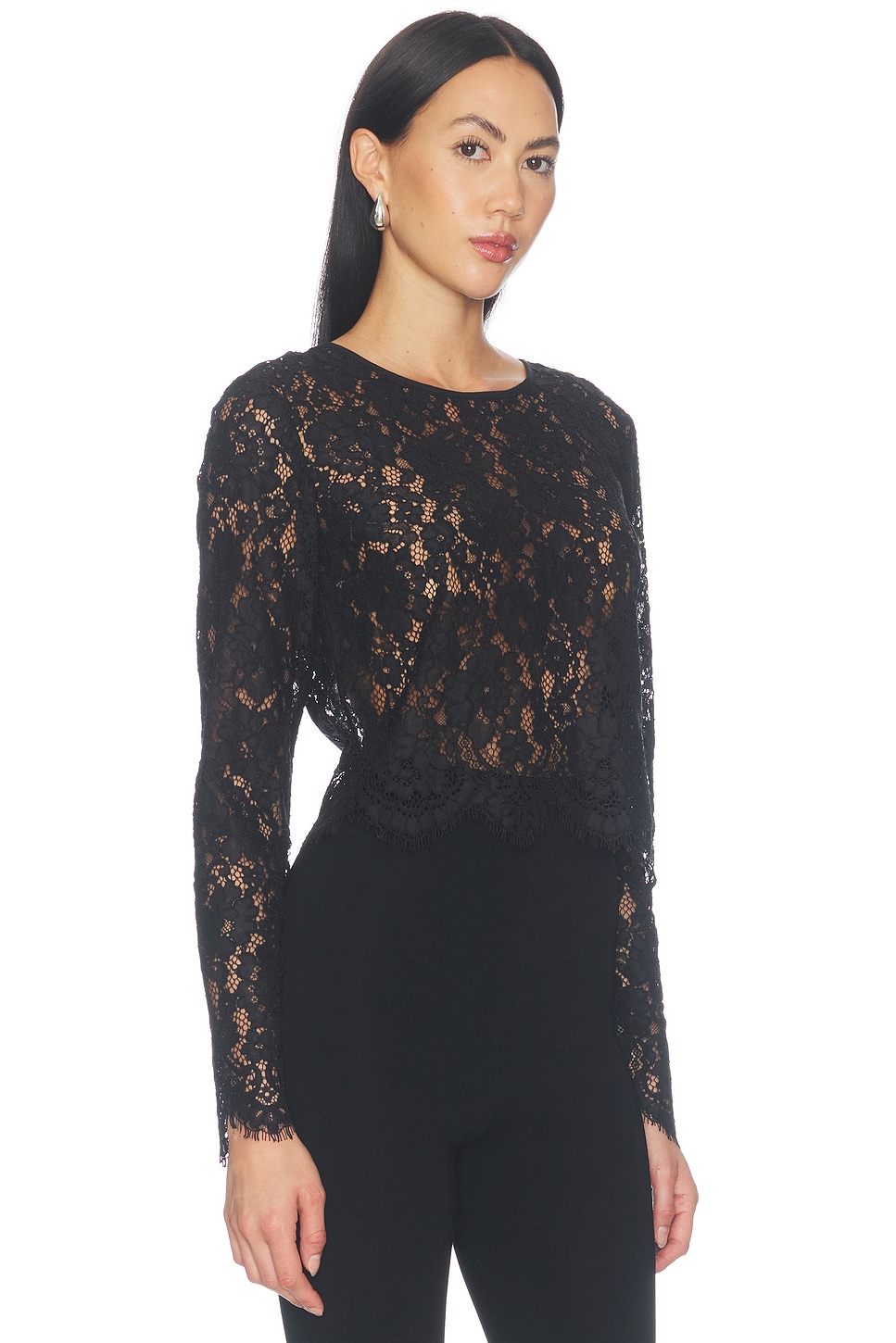 Good American The Scalloped Lace Top