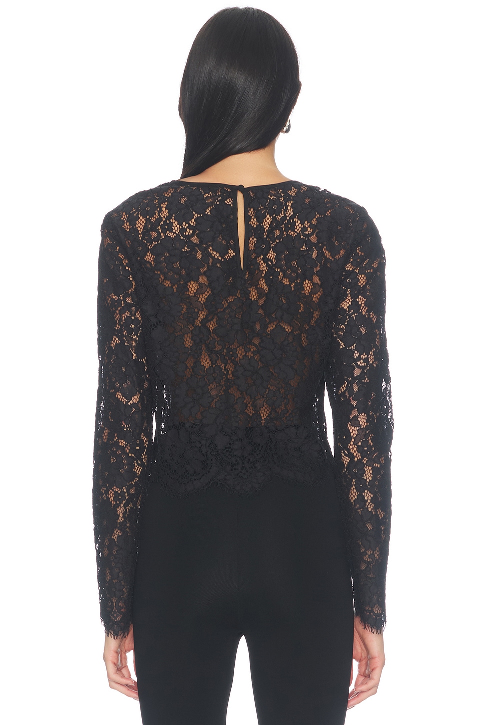 Good American The Scalloped Lace Top
