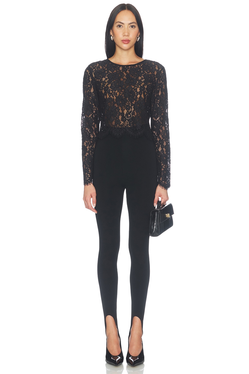 Good American The Scalloped Lace Top