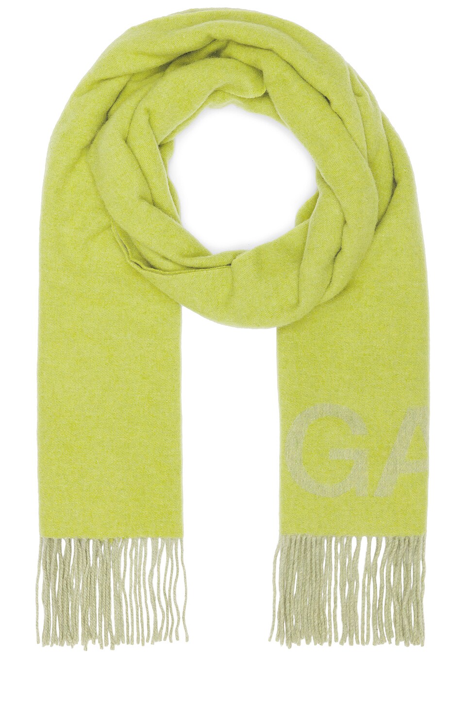 Ganni Wool Scarf in Celery