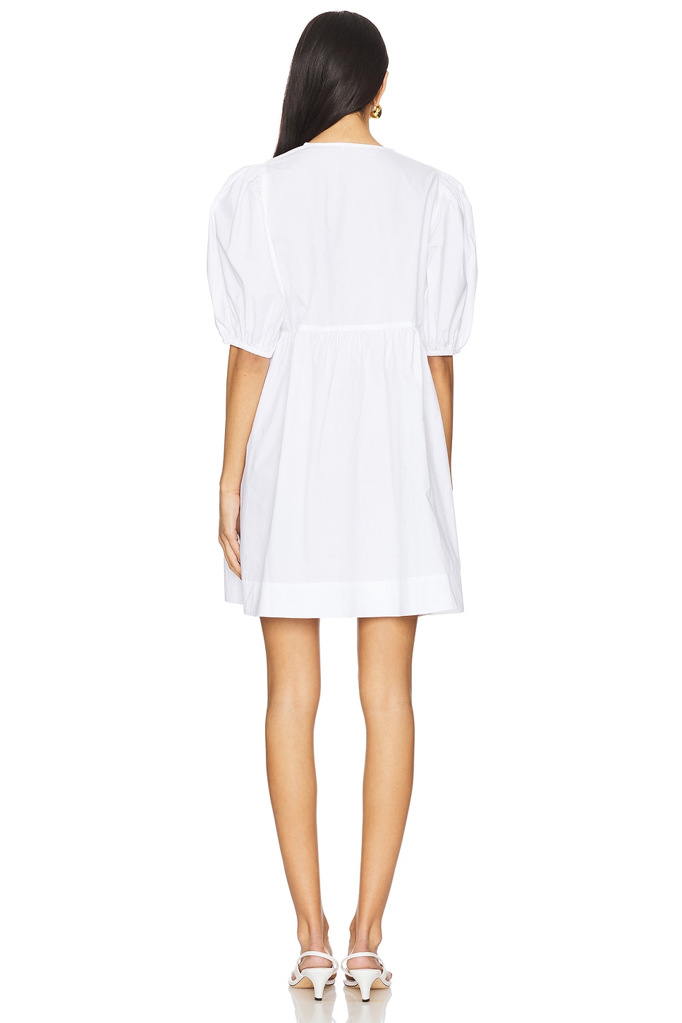 【関税＆送料込み】Ganni Knot Poplin Dress Ganni Poplin Tie String Mini Dress in Bright White | REVOLVE