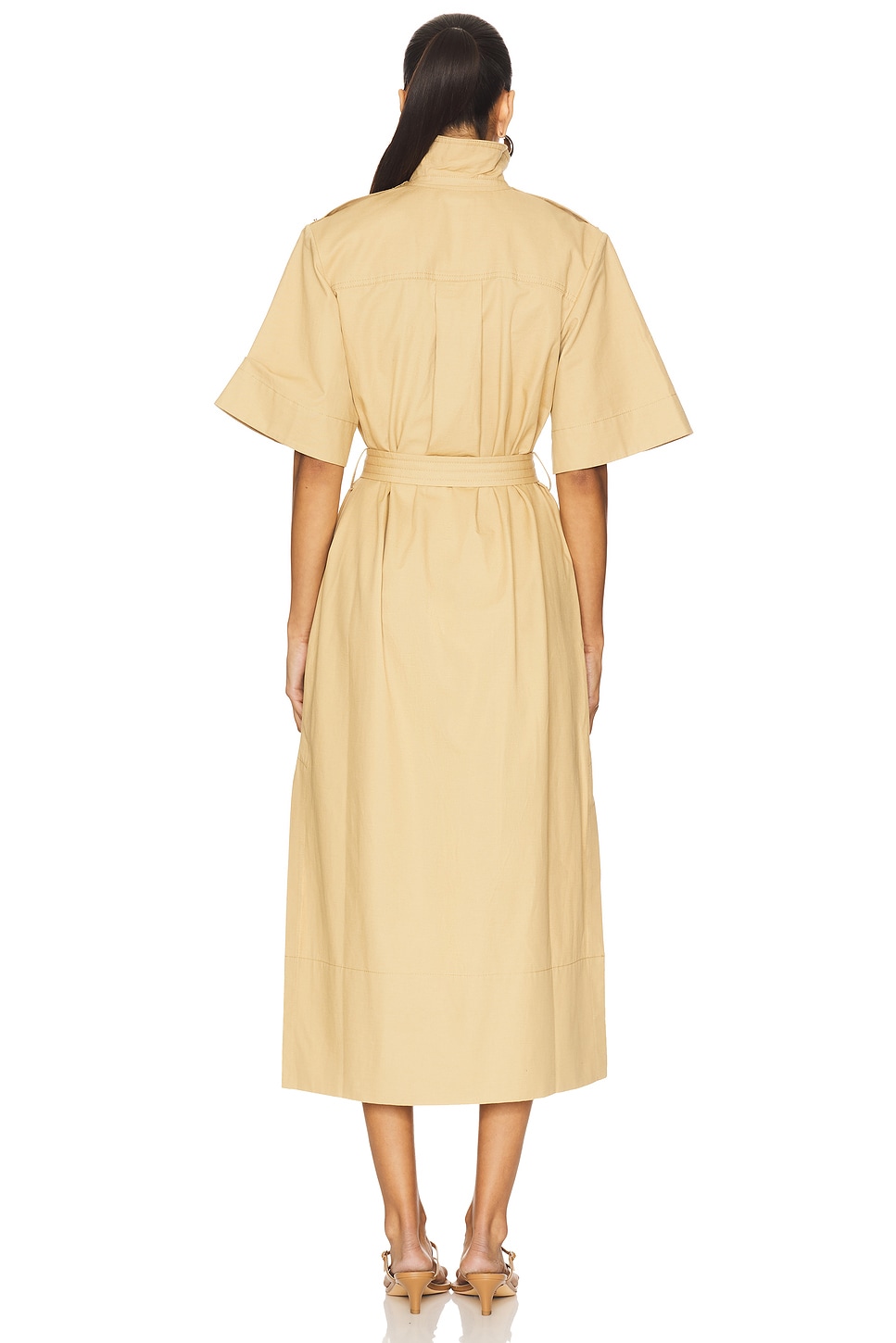 Classic Summer Suiting Cowl Neck Long Dress