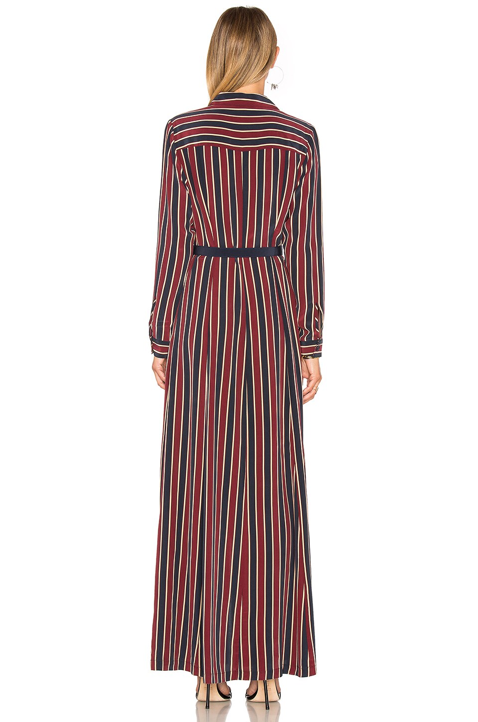 Ganni Donaldson Silk Maxi Dress in Cabernet Stripe | REVOLVE
