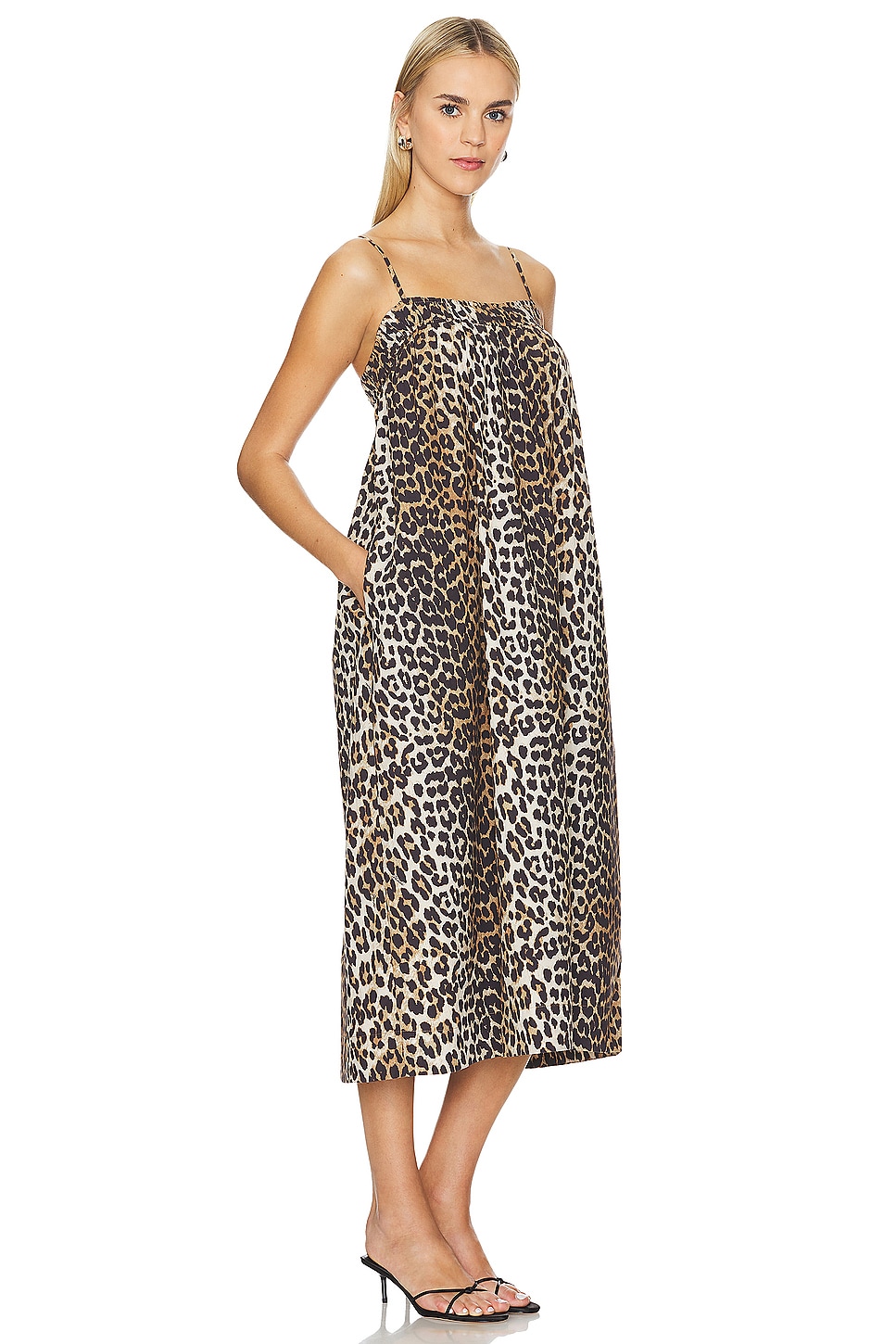 GANNI Printed Midi Strap Dress thumbnail