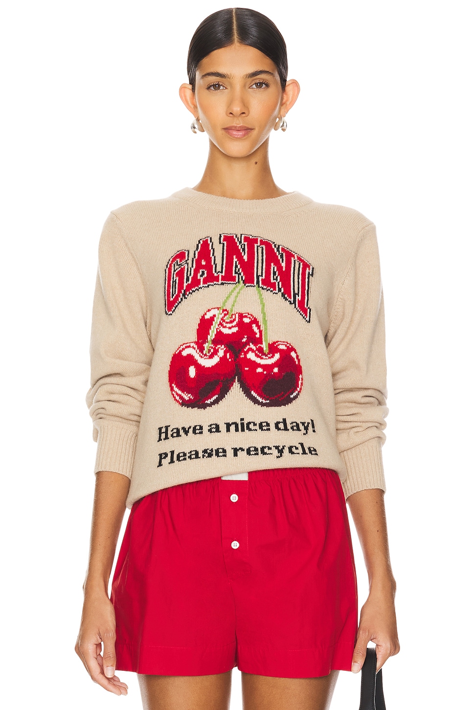 Ganni Graphic Mix Cherry Sweatshirt in Safari | REVOLVE