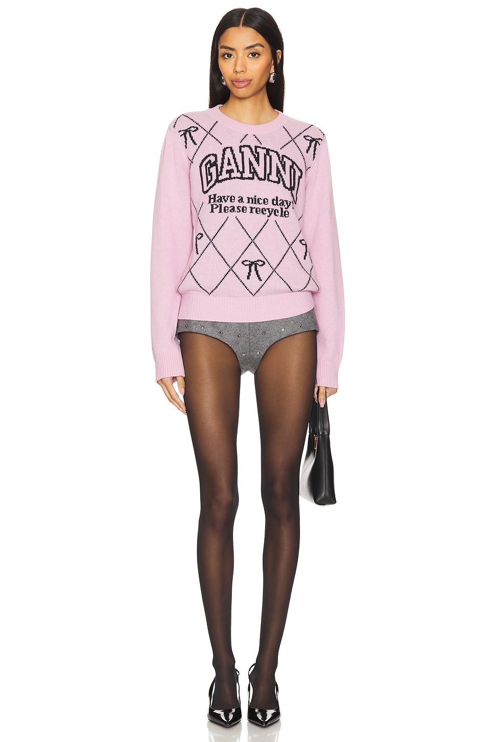 Graphic Wool Mix Bow Crewneck