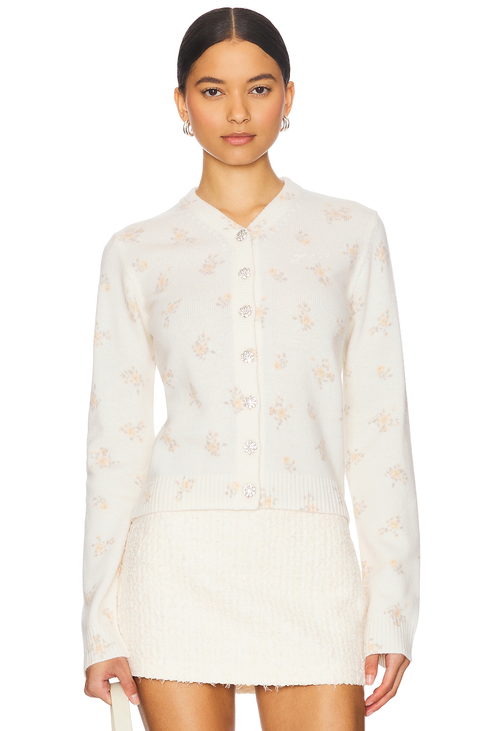 GANNI ホワイトカーディガン ロゴ ホワイト（白）系 Ganni(ガニー) カーディガン(レディース