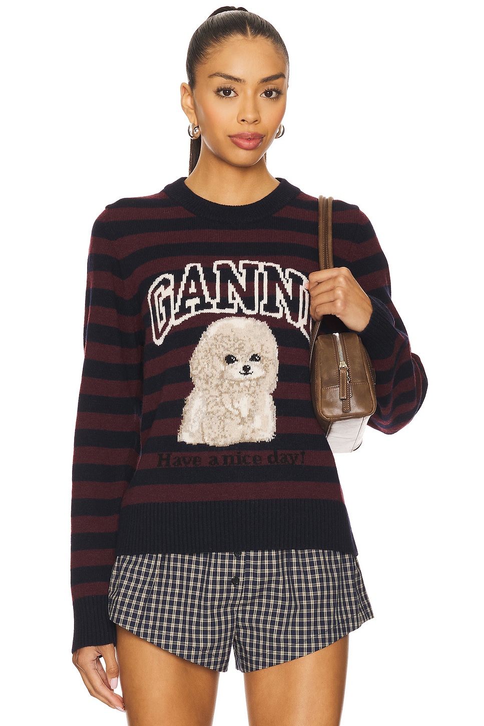 URBAN RESEARCH / アーバンリサーチ GANNI　Graphic Wool Mix Poodle Ganni Graphic Wool Mix Poodle Stripe Crewneck in Multicolor