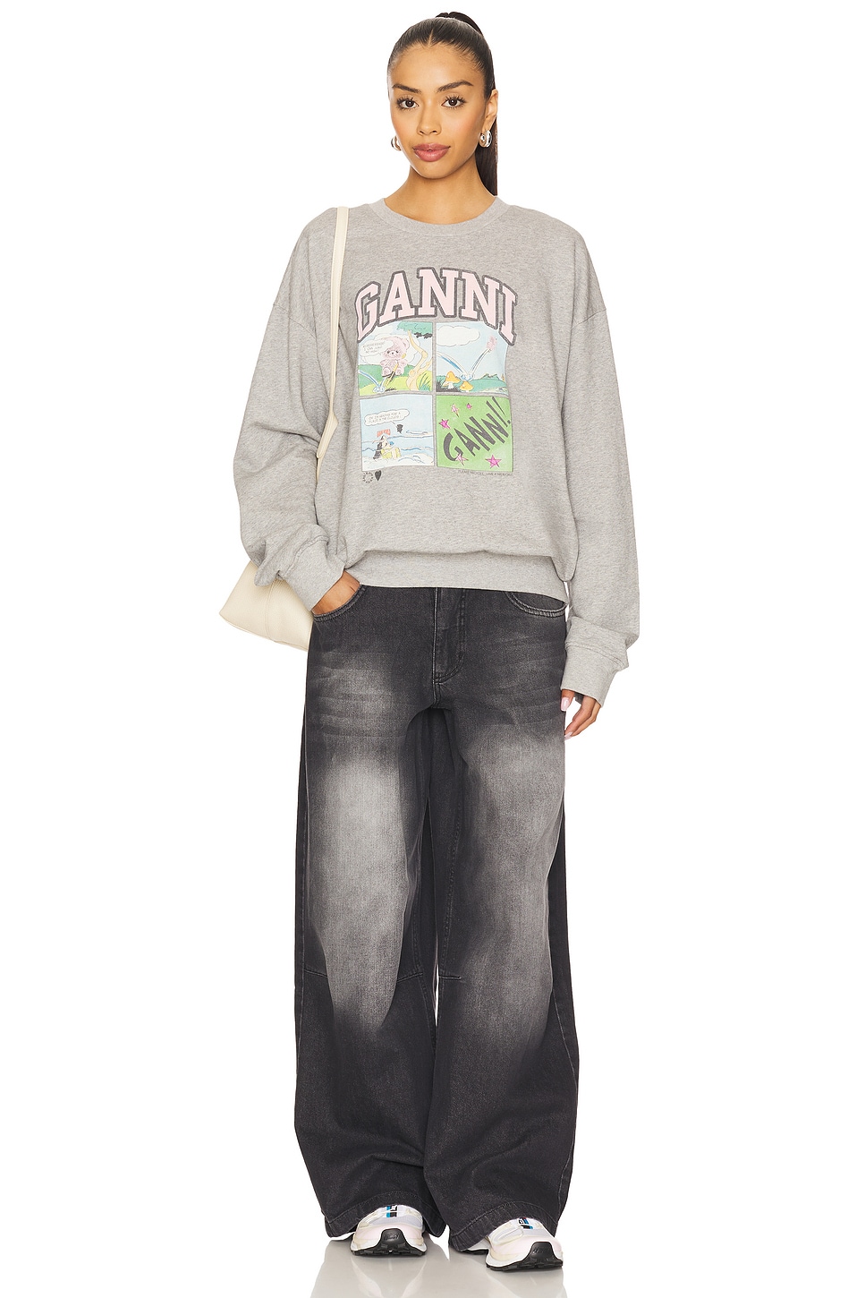 Ganni Isoli Bd Oversized Sweatshirt in Paloma Melange | REVOLVE