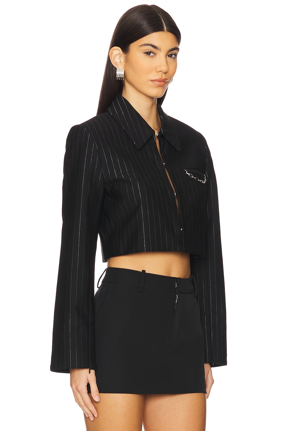 Compact Stripe Jersey Short Blazer - Thumbnail 2