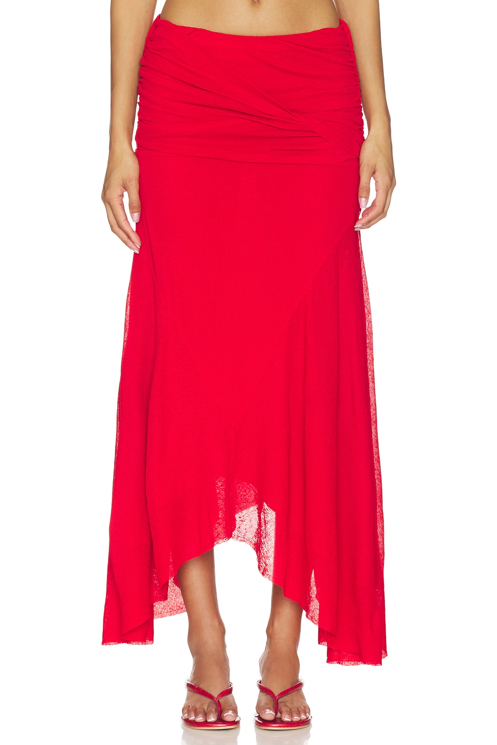 Marl Mesh Draped Long Skirt - thumbnail 2