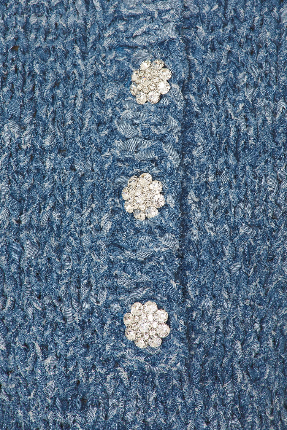 Denim Handknit Polo Top - Thumbnail 5