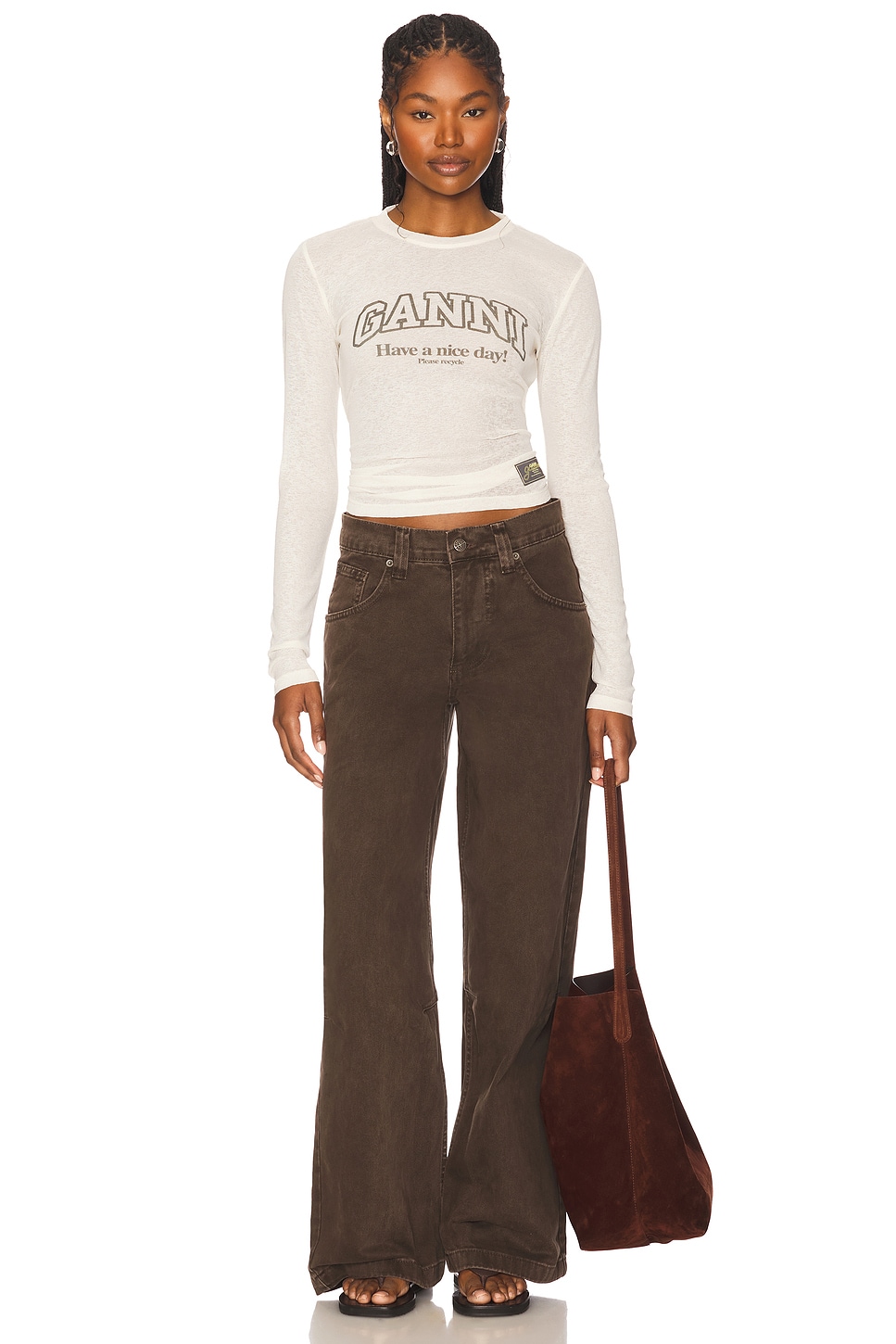 Printed Marl Mesh Long Sleeve Top