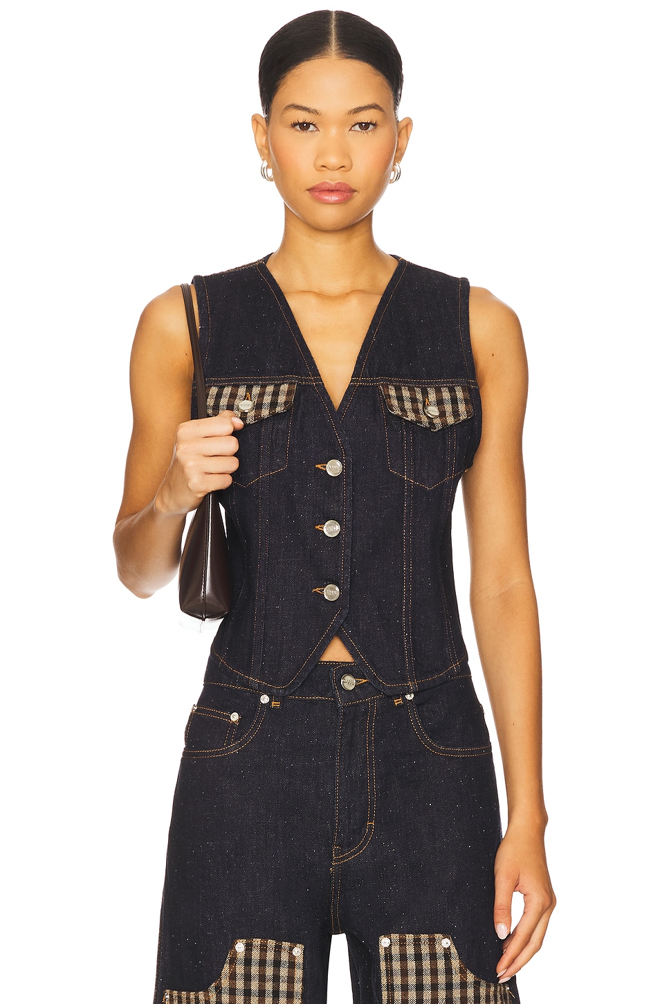 GANNI ベスト Ganni Neppy Denim Vest in Dark Blue Stone | REVOLVE