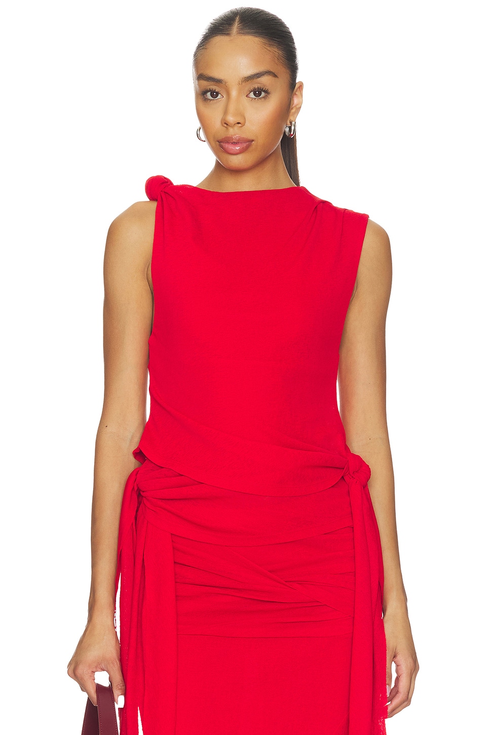 Marl Mesh Tie Knot Tank Top - thumbnail 2