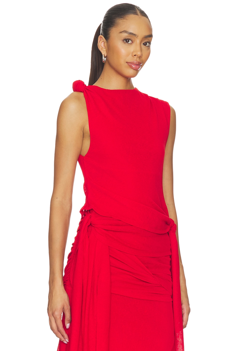 Marl Mesh Tie Knot Tank Top - thumbnail 3