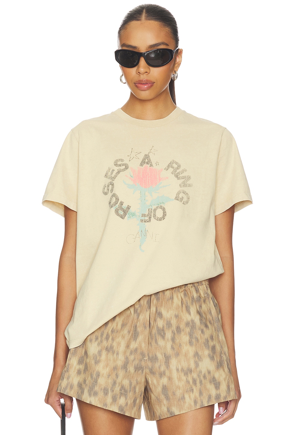 Ganni Future Heavy Jersey Oversized T-shirt in Safari | REVOLVE