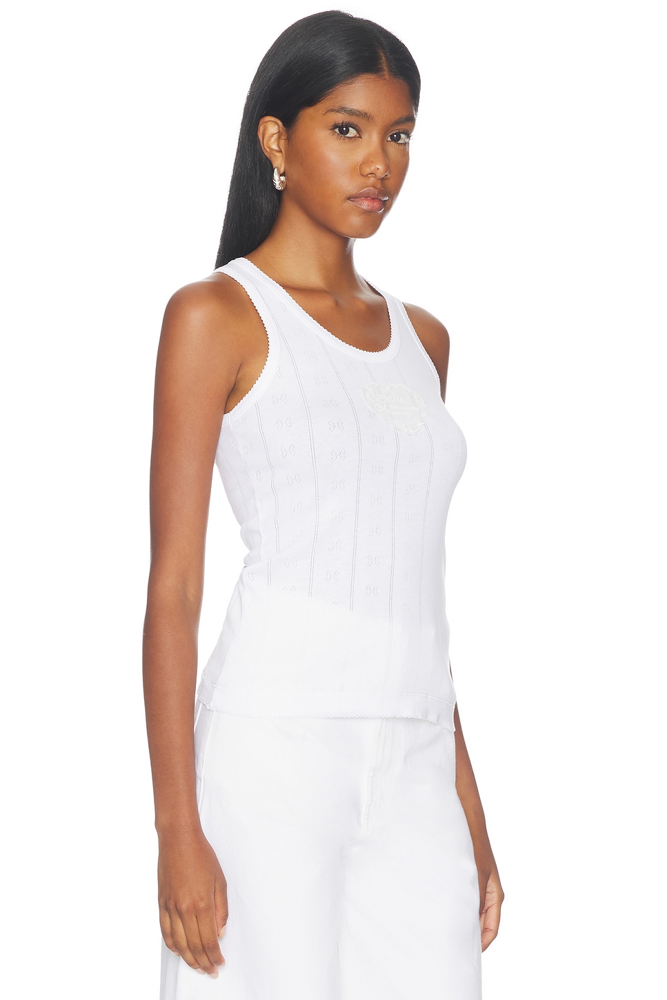 Compact Pointelle Rib Jersey Tank Top - thumbnail 3