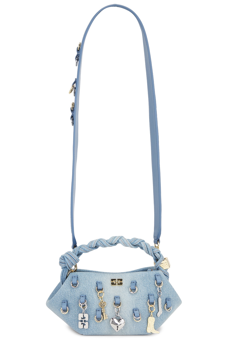 GANNI ブー チャーム デニム ミニバッグ Faded Denim Denim Mini GANNI Bou Bag | GANNI US