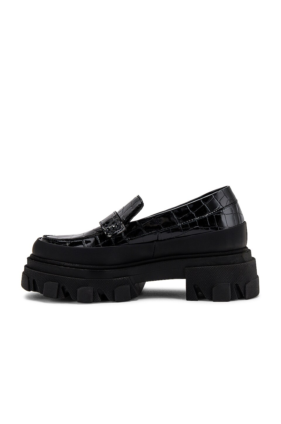 ganni belly croc chunky loafer in black