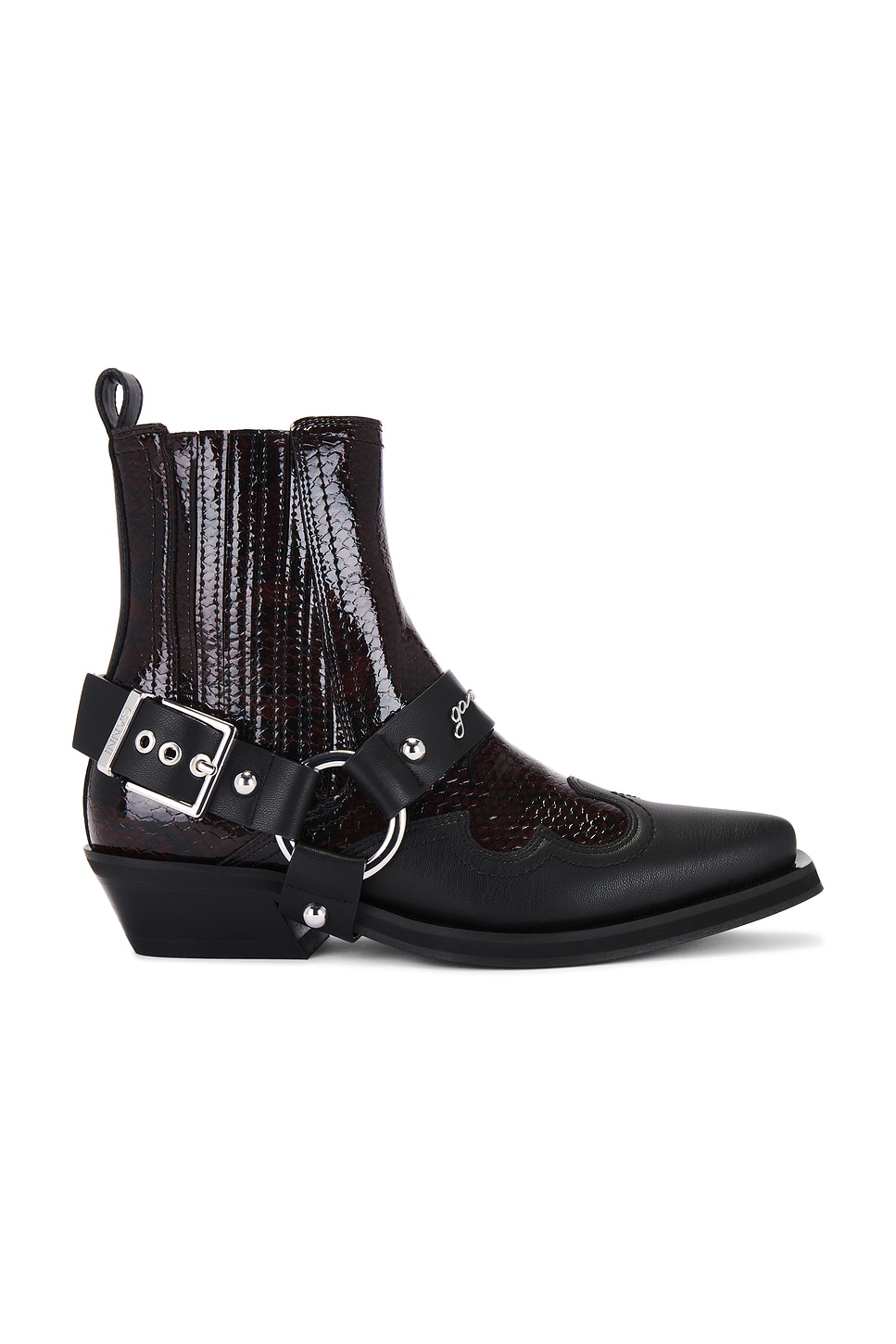 ショートブーツ・ブーティ Ganni SS25 STIVALE CHELSEA WESTERN FITTED (S2744 099) Black Black Low Cut Western Chelsea Boots | GANNI US