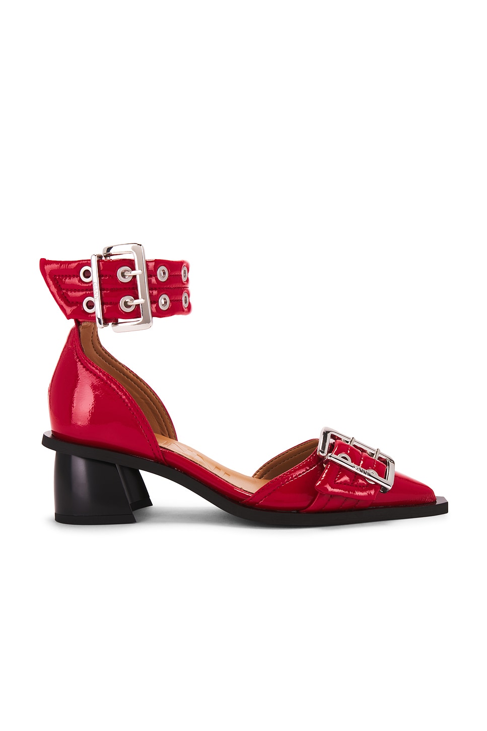 Feminine Buckle Open Cut Pump
