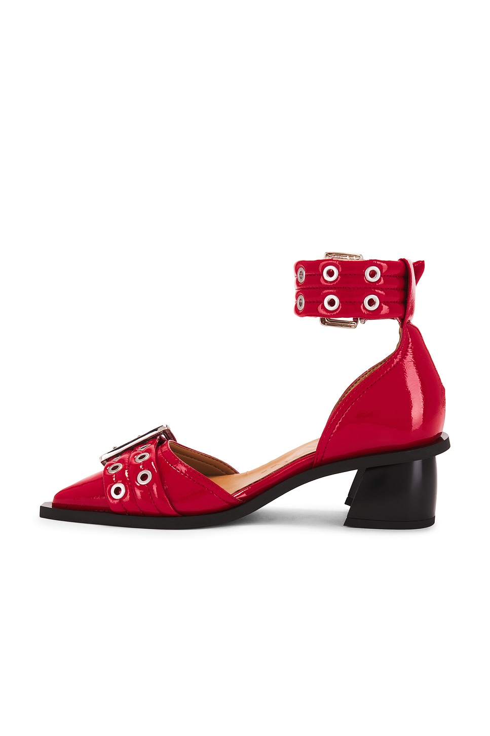 Feminine Buckle Open Cut Pump