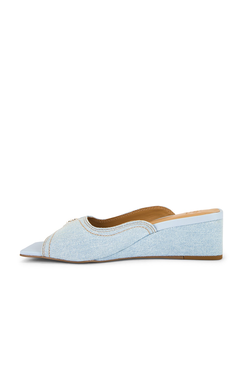 Ganni Butterfly Wedge Mule Sandal Denim in Niagara Mist