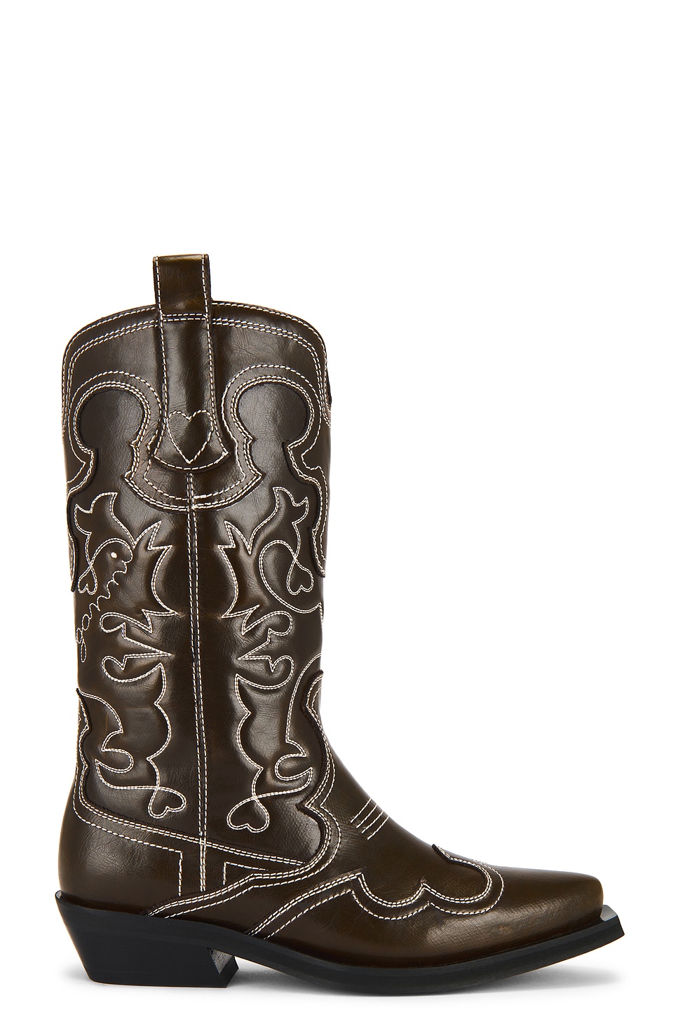 【関税＆送料込み】Ganni Mid Shaft Embroidered Western Shoe GANNI Women's Mid Shaft Embroidered Western Boot | $205.90