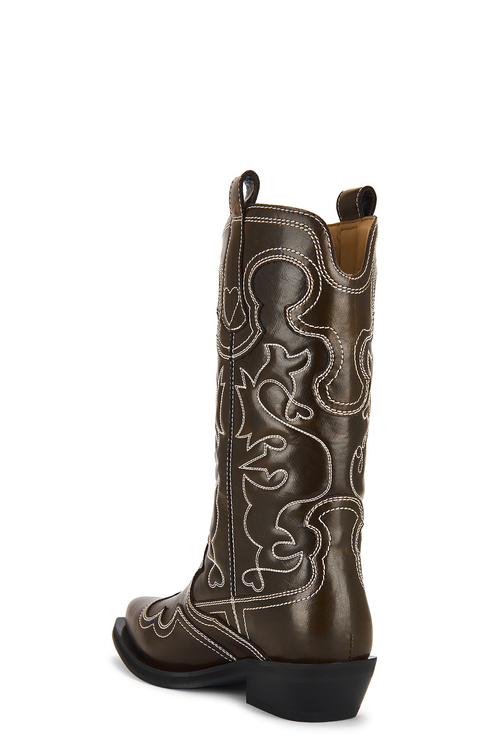 GANNI Mid Shaft Embroidered Western Boot