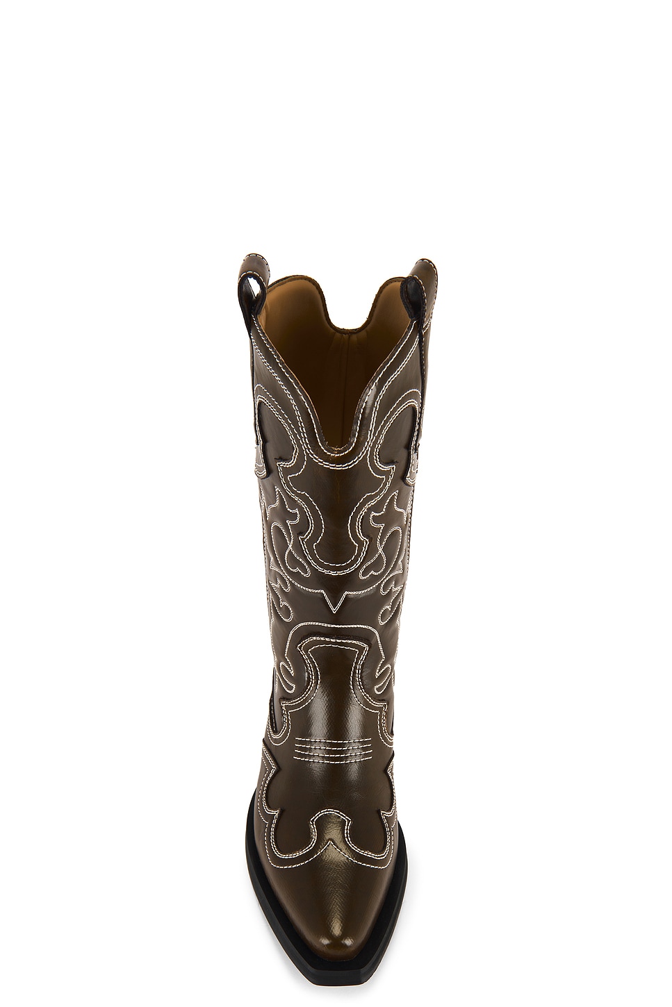 GANNI Mid Shaft Embroidered Western Boot