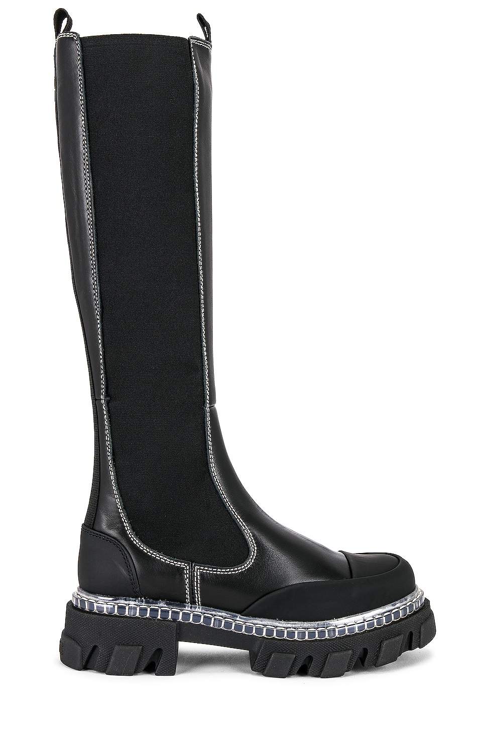 Ganni Cleated High Chelsea Boot in Black